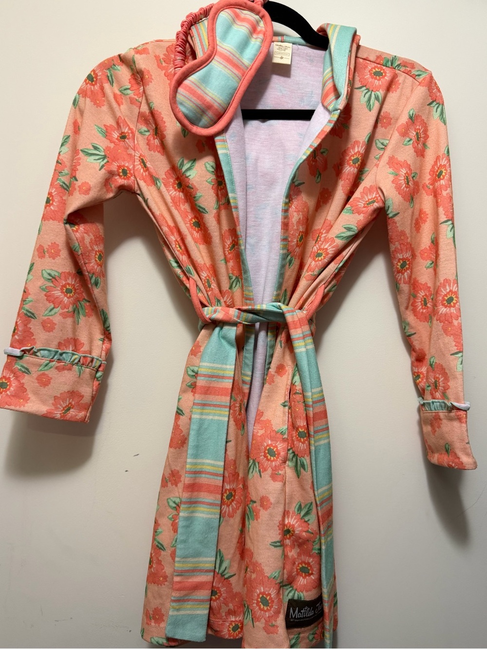 Matilda Jane Summer Showers Robe Sleep Mask Set Dream Chasers Floral Girls M8/10